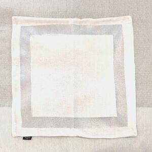 Tahari Home Linen-Blend Euro Shams – Beige with Silver Embroidery – Set of 2